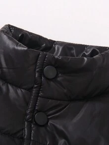 1 件 男童休闲纯色背心，秋冬款 - 黑色 - 查看 3