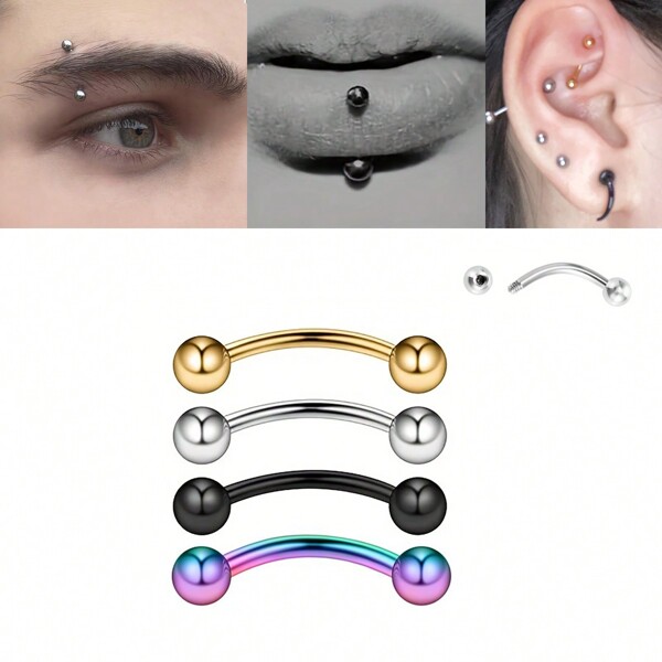 ADYJELY Set di gioielli per piercing al corpo, 2-8 pezzi, ad arco in acciaio inossidabile ipoallergenico da 16G per sopracciglia, naso, labbra, orecchie e ombelico, placcati in oro 18K, per adolescenti, donne e uomini, 8mm e 10mm