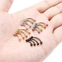 ADYJELY Set di gioielli per piercing al corpo, 2-8 pezzi, ad arco in acciaio inossidabile ipoallergenico da 16G per sopracciglia, naso, labbra, orecchie e ombelico, placcati in oro 18K, per adolescenti, donne e uomini, 8mm e 10mm - N066 - Visualizzare 8