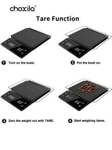 choxila 1pc Electronic Coffee Scale With Timer, 3kg/0.1g High Precision Espresso Coffee Scale With LCD Display, USB/Battery Powered, Kitchen Scale For Pour Over Coffee, Tea, Jewelry (Batteries Not Included), Essential For Back To School - Coffee Scale - View 4
