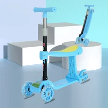 Scooter With Seat With Brake And Light,, Skating Car, Scooter For Little Ones, Three Wheel Scooter, Foldable Scooters, Skateboard, Scooter For Little Ones With Seat With Brake And Light - Blue - View 1