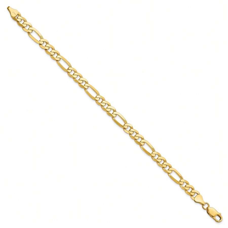 The Black Bow Men's 7mm 14K Yellow Gold Solid Flat Figaro Chain