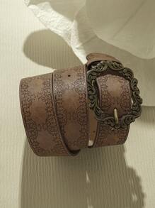 1pc Women Halloween Embossed Western Belt Vintage Print Belt For Jeans Pants Dress Summer, School Fall, Autumn, Halloween - Belt - View 3