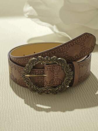 1 stuk dames Halloween reliëf western riem vintage print riem voor jeans broek jurk zomer, school herfst, Halloween