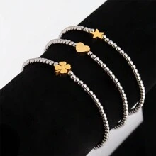 5个不锈钢心形、十字星形、四叶草吊坠，高抛光，适用于DIY手链项链首饰制作 - 吊墜 - 查看 6