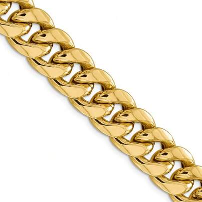 The Black Bow Men's 15mm 14k Yellow Gold Hollow Miami Cuban (Curb) Chain Necklace