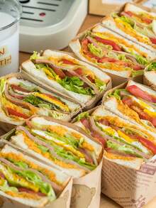 50 张防油食品包装纸，早餐三明治包装 - 彩色 - 查看 4