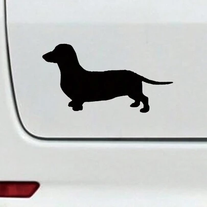 1pc Cartoon Sausage Dog Car Sticker, Black Universal Size