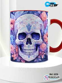 Different Halloween Skull Porcelain Mugs Personalized 3D Coffee Mugs 325ml 5276 - Đỏ - Xem 1