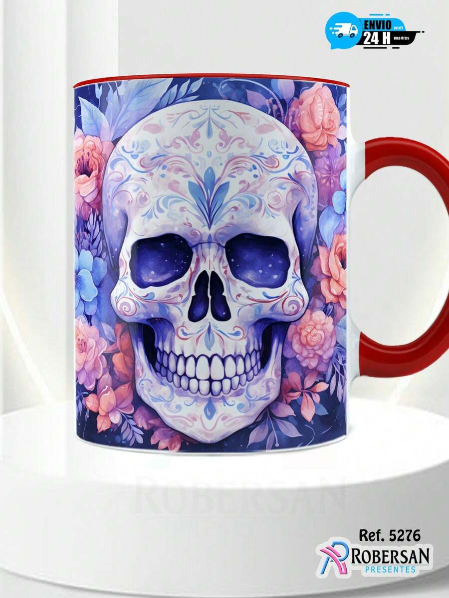 Different Halloween Skull Porcelain Mugs Personalized 3D Coffee Mugs 325ml 5276 - Đỏ - Xem 1