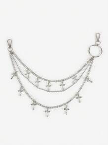 1pc Waist Chain With 5 Cross Pendants For Punk Jeans, Gothic Style Halloween Summer, School Fall, Autumn, Halloween - Silver - View 13