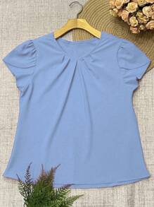 Women's Fashion Blouse - Baby Blue - View 2