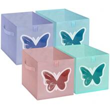 VERONLY Fabric Cube Storage Bins 12 Inch - Foldable Toy Box Clothes Storage Boxes Organizer With Clear Window For Bedroom, Set Of 4 (Butterfly) - Multicolor - View 1