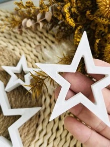 3 件空心五角星硅胶模具（大/中/小），圣诞树装饰悬挂和立式硅胶模具，DIY 节日装饰五角星形石膏和树脂模具 - 白色 - 查看 4