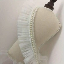 1yard Ruffled Faux Pearl Decorated Satin Ribbon Collar - Multicolor - View 6