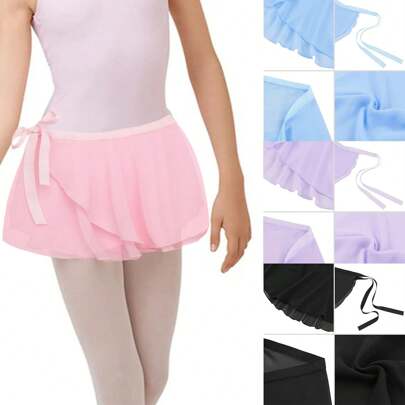1piece - Women's Chiffon Ballet Skirt, Sports Skirt, Plain Stage Dress Solid Color Skirt, Suitable For Various Dance Outfits Such As Ballet, Anti Glare And No Embarrassment, Can Cover The Skirt!