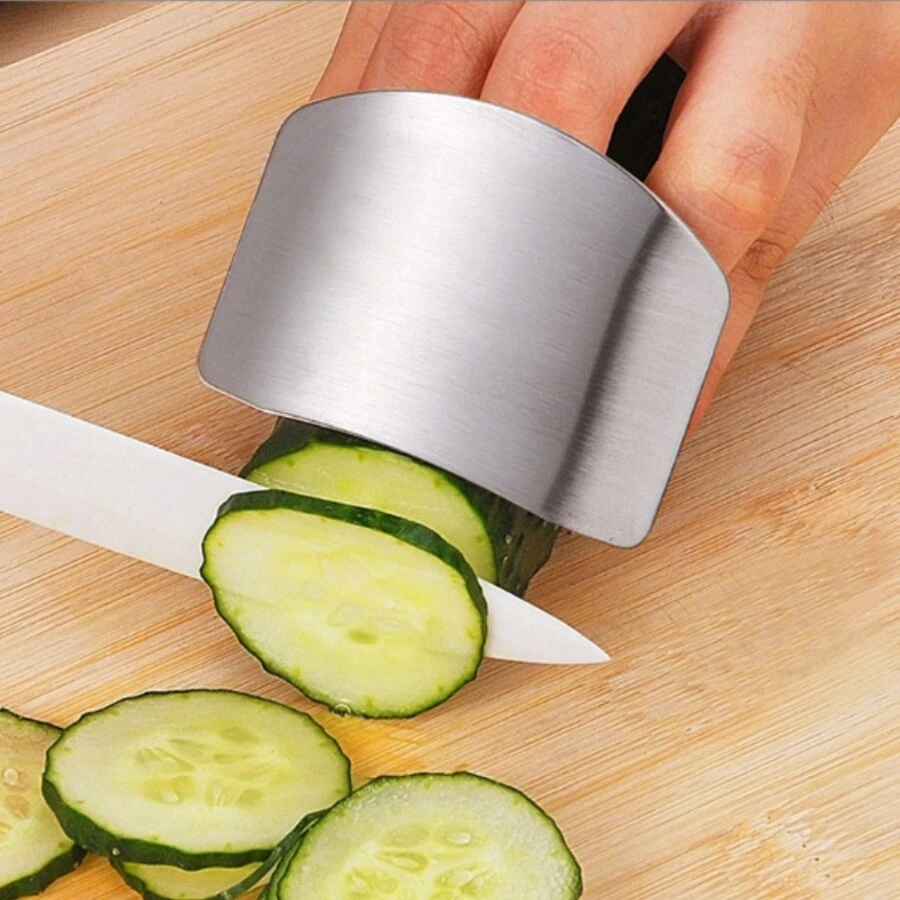 Protector de dedos para cortar verduras, protector de dedos de cocina - Plateado - Ver 1