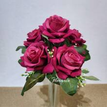 Pink Velvet Bouquet Artificial Flower For Wedding Decoration, Arrangements, Decorating Parties And Home - 秋玫瑰 - 查看 2