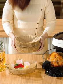 50/75/100 peças, papel redondo para fritadeira a ar, papel descartável para forro de fritadeira a ar, panela para forro de fritadeira a ar, tigela de cesta de papel, assadeira, acessórios para forno, utensílios para assar, utensílios de cozinha, acessórios para cozinha