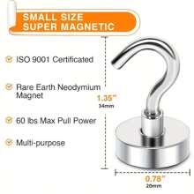 2/3/4/6/8/12/18/25/30 chiếc Móc từ tính, Móc chữ S nam châm du ngoạn chịu lực mạnh 25Lbs dùng cho văn phòng, lò nướng, nhà bếp, nhà để xe, nơi làm việc và treo đồ, v.v. - Nhiều màu - Xem 4