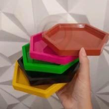 Small Hexagonal Decorative Tray 17x17cm Various Colors - Đỏ - Xem 3