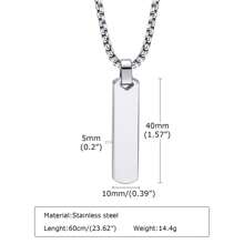 1 件男士矩形几何项链 - 銀色 - 查看 2