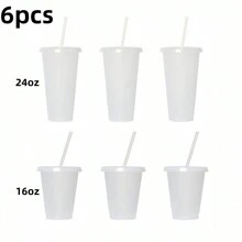 1pc/5pcs/6pcs/10pcs/16oz/24 Oz/One Set Of Plastic Cold Drink Cups, Perfect For Coffee, Tea, Smoothies, Etc., Summer And Winter Drinks, Reusable Plastic Water Cups, Home Party Supplies, Holiday Birthday Party Supplies, Party Decorations, Party Decorations, Party Gifts, Holiday Gifts - White - View 20