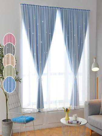 1 pezzo di Tenda con motivo a stelle traforata, stile minimalista e carino, senza bisogno di forare, installazione adesiva con , adatta per camera da letto, studio, soggiorno, finestra a bovindo, casa e finestra esterna