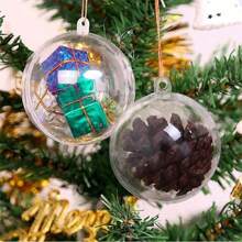 5/10pcs Transparent Christmas Ball, 4cm Plastic Christmas Trees Open Ball, DIY Christmas Tree Hanging Ornaments For Crafts, Weddings, Parties, And Holiday Home Decorations, Christmas Decor Outdoor, Christmas Gifts