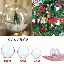 5/10pcs Transparent Christmas Ball, 4cm Plastic Christmas Trees Open Ball, DIY Christmas Tree Hanging Ornaments For Crafts, Weddings, Parties, And Holiday Home Decorations, Christmas Decor Outdoor, Christmas Gifts