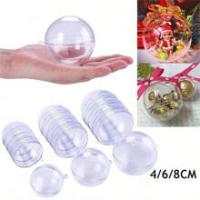 5/10pcs Transparent Christmas Ball, 4cm Plastic Christmas Trees Open Ball, DIY Christmas Tree Hanging Ornaments For Crafts, Weddings, Parties, And Holiday Home Decorations, Christmas Decor Outdoor, Christmas Gifts