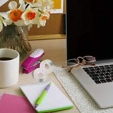 6 piezas/10 piezas Paquete de cinta adhesiva transparente pequeña para útiles escolares, manualidades y oficina, 18mm de ancho - Multicolor - Ver 2