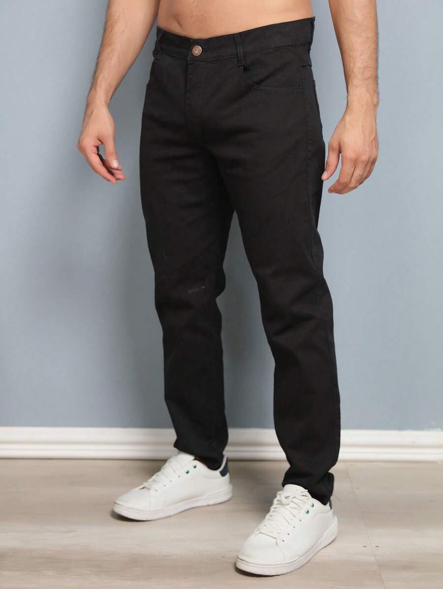 Estone Men's Skinny Jeans With Elastane - Black - View 1