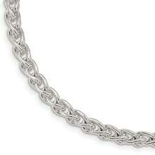 The Black Bow 5.75mm Sterling Silver Polished Hollow Spiga Chain Necklace, 18 Inch