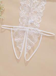 Ning xue yan ying Women's Hollow Out See-Through,Bow Decorated,Floral Lace ,Elasticity,Backless,Classic Sexy Bodysuit Lingerie,Women's Sexy Teddy Jumpsuit ﻿