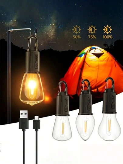 1 件 USB 可充电露营灯，3 种照明模式 LED 便携式露营灯，适用于钓鱼、徒步旅行、背包旅行、暴风雨露营