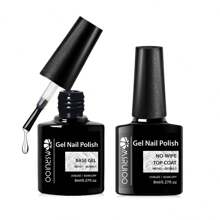 8毫升免擦拭底油、面油和哑光面油UV/LED凝胶指甲油套装，半永久可卸持久面油美甲油，美甲DIY沙龙女士礼物