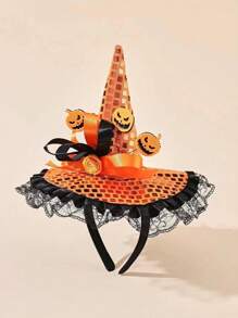 1pc Girls 3D Pumpkin Headband For Halloween - Orange - View 3