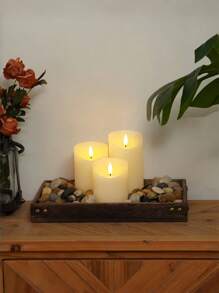 1/3pcs Flameless Candles, Flickering Pillar Candles 4"/5"/6", Battery Operated LED Candles With Remote Control And 2/4/6/8 Hour Timer, Suitable For Home, Wedding, Birthday Decor