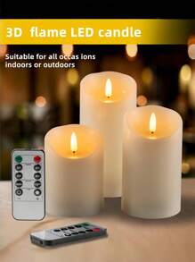 1/3pcs Flameless Candles, Flickering Pillar Candles 4"/5"/6", Battery Operated LED Candles With Remote Control And 2/4/6/8 Hour Timer, Suitable For Home, Wedding, Birthday Decor