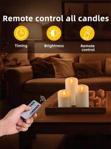 1/3pcs Flameless Candles, Flickering Pillar Candles 4"/5"/6", Battery Operated LED Candles With Remote Control And 2/4/6/8 Hour Timer, Suitable For Home, Wedding, Birthday Decor