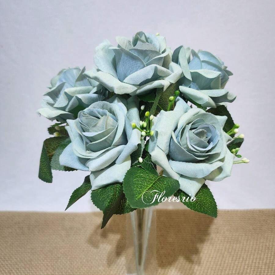 Pink Velvet Bouquet Artificial Flower For Wedding Decoration, Arrangements, Decorating Parties And Home - 霧霾藍 - 查看 1