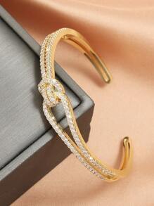 1pc Fashion Knot Cubic Zirconia Bangle Bracelet For Women Everyday Wear - Bracelet - View 2