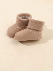 6pairs/Pack Infant Solid Color Flat Turnover Toe Socks, Fall & Winter - Multicolor - View 3