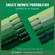 MEFA Green Gel Nail Polish, 6 Colors Green Glitter Nail Polish Gel Dark Avocado Sage Green Evergreen Sparkle Gel Polish Set Soak Off Nail Art DIY Salon Manicure Nail Art Holiday Gifts For Women - 彩色 - 查看 3