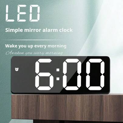 Sleek Led Mirror Digital Alarm Clock - Usb & Battery-Powered, Square Desk Clock For Home & Office, Travel-Friendly, Battery Not Included,Home Decor ,Room Decor Gifts Birthday Graduation Digital Clock Bedroom Decor Dormitory Decor Back To School School Decor School Surprise School Supplies
