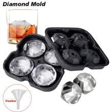 1包 矽膠冰塊盤，骷髏頭&玫瑰花&鑽石形狀冰塊模具，適用於冷藏雞尾酒、威士忌和果汁
