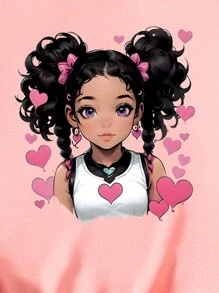 Bộ 2 món gồm áo hoodie dài tay in hình trái tim và quần dài cho bé gái, trang phục thể thao thường ngày, phù hợp cho mùa xuân/thu, món quà tuyệt vời cho bé gái khi đi dã ngoại. - Hồng - Xem 5