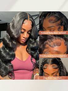 Body Wave Lace Front Wigs Human Hair 13x4 HD Transparent Lace Frontal Wig Pre Plucked With Baby Hair 180% Density Brazilian Wigs For Black Women Natural Color