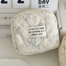 1 个 Ditsy Floral 卫生巾袋，韩式柔软小方形化妆包，便携式多功能化妆包，海洋蓝色，适用于旅行收纳袋、化妆包、化妆包、度假收纳袋、大容量化妆品收纳盒化妆盒，适用于口红、刷子、护肤品、手机、硬币、小物品，适用于家庭、礼物、度假和节日万圣节圣诞节多功能用途，波西米亚风 - 彩色 - 查看 4